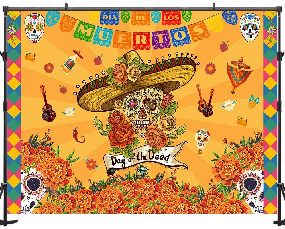 

Day of The Dead Fiesta Sugar Skull Photography Backdrop