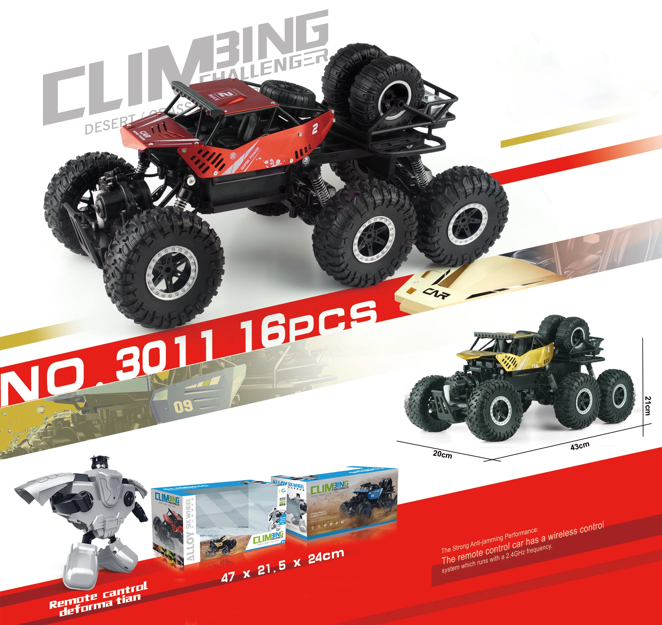 

2020 New 1:12 6WD 2.4GHz Deformation Remote Control Alloy RC Car Speed Rock Climbing Car Radio Control Toys For Children