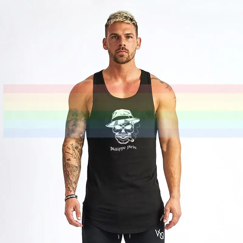 

philipp-plein Classic signature vest gym For Men Printed vest Couples vest lovers Cotton Tees Amazing Short Sleeve TopsN049