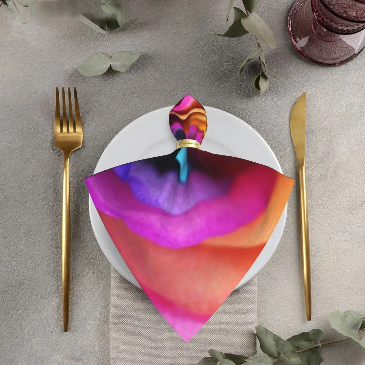 

4pcs/6pcs Polyester 50cm Square Table Cloth Napkins Colorful Rose Decoration Napkin for Wedding Birthday Holiday Housewarming