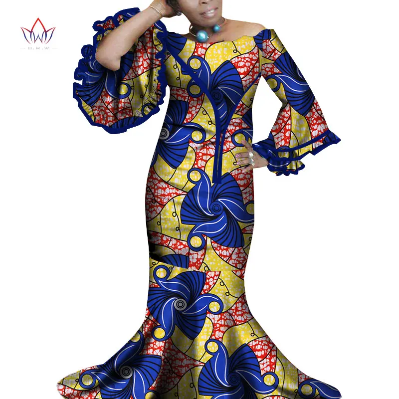 African Dresses For Women Vintage Dashiki Long Maxi prom Robe Bazin Riche Traditional African Style Full Sleeve Clothing WY3726