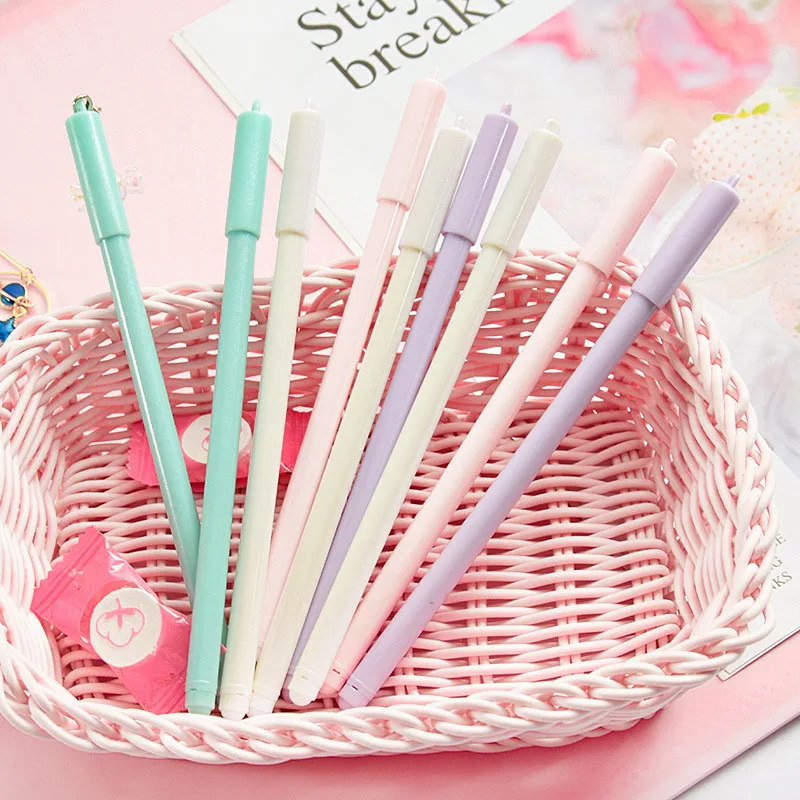 1 шт. кавайный конфетный цвет гелевые ручки милые однотонные 0 5 мм черные для