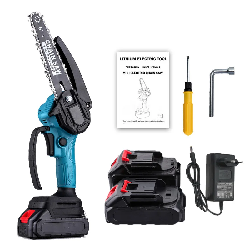 

550W Mini Chainsaw 6 Inch Cordless Electric Chain Saw 24V Pruning Garden Logging Saw W/ Battery Woodworking Cutter Power Tools