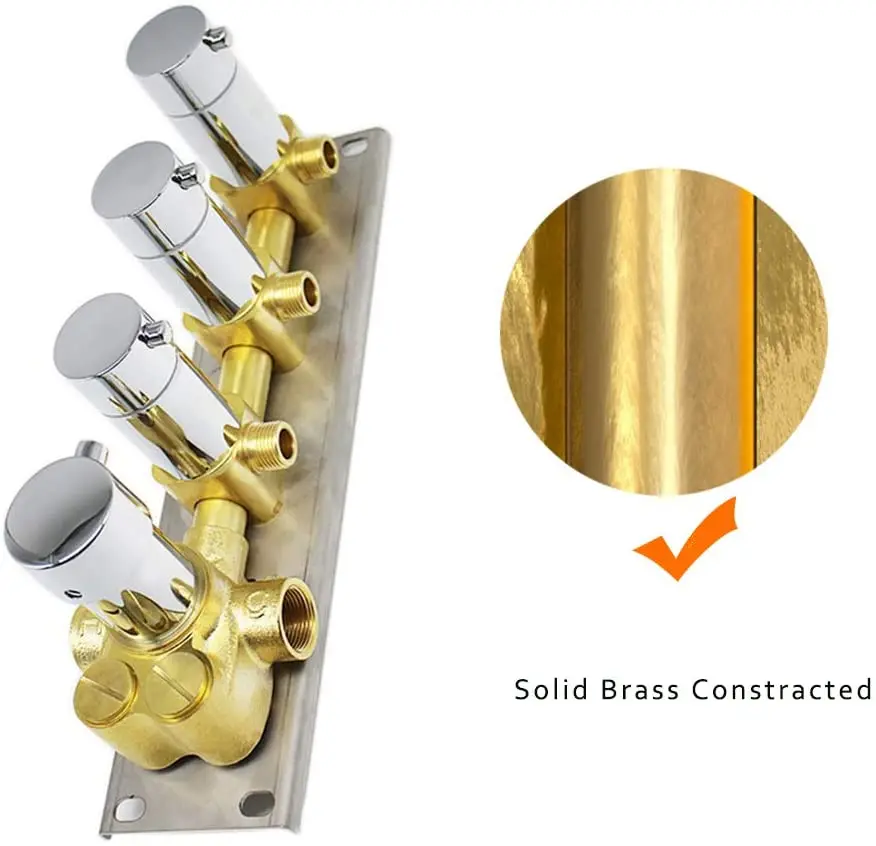 Латунный скрытый 3 выходный Термостатический смеситель для душа с круглыми