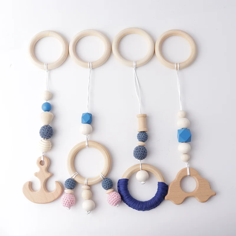 4 Pc/set Lovely Baby Wood Chain Rattle Toys Nursery Kids Room Decoration Accessories Gym Play Rack Hanging Decor Ornaments