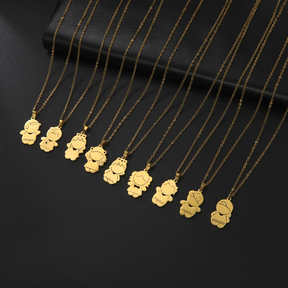 Unift Прекрасный ребенок мальчик и девочка ожерелье кулон из нержавеющей стали