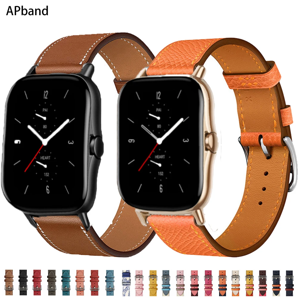 20mm 22mm leather band For Amazfit GTS 3/2/2e/GTS2 Mini/GTR 3 42mm/47mm/GTR3/3Pro/2/2e/stratos 2/3 Bracelet Amazfit bip strap