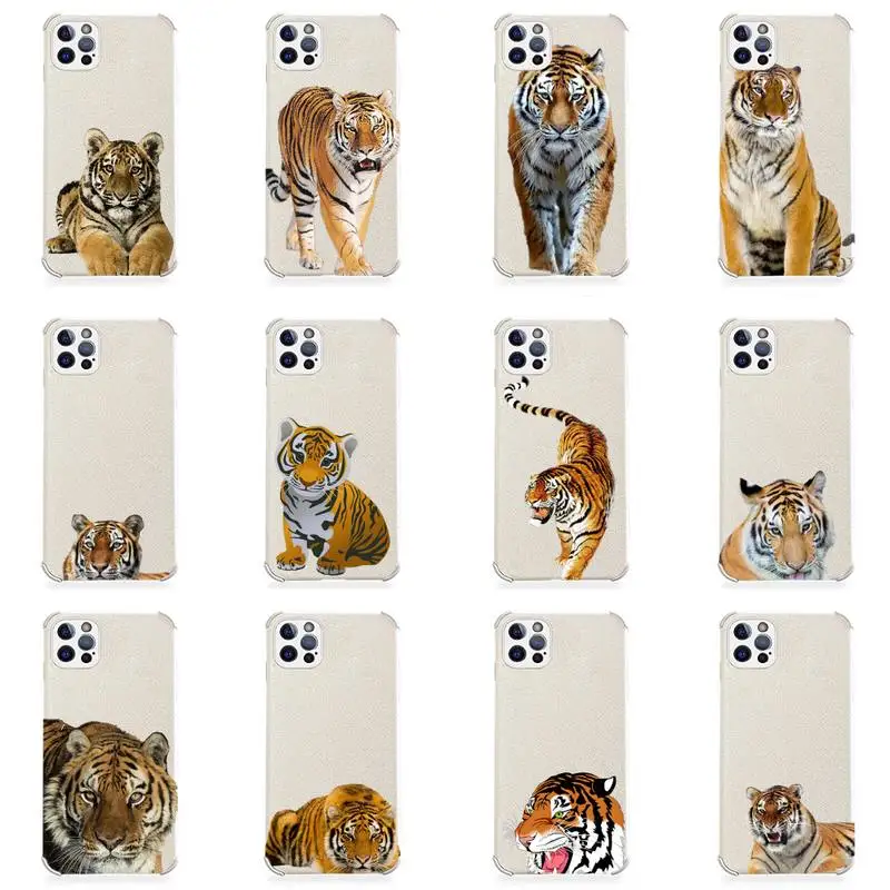 

Tiger animal Phone Case Lambskin Leather For iphone 12 11 8 7 6 XR X XS PLUS MINI PLUS PRO MAX Shockproof