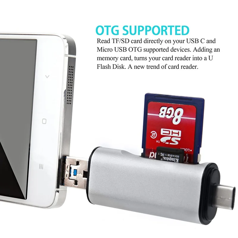 Адаптер usb 3 1 Type c к usb3.0 micro SD TF card reader с поддержкой OTG |