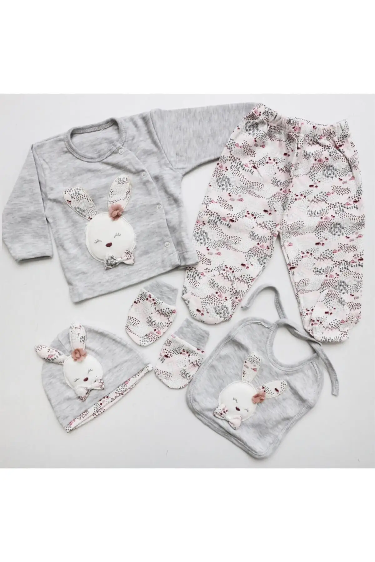 

5 pcs rabbit baby clothing with gray hospital outlets baby clothing