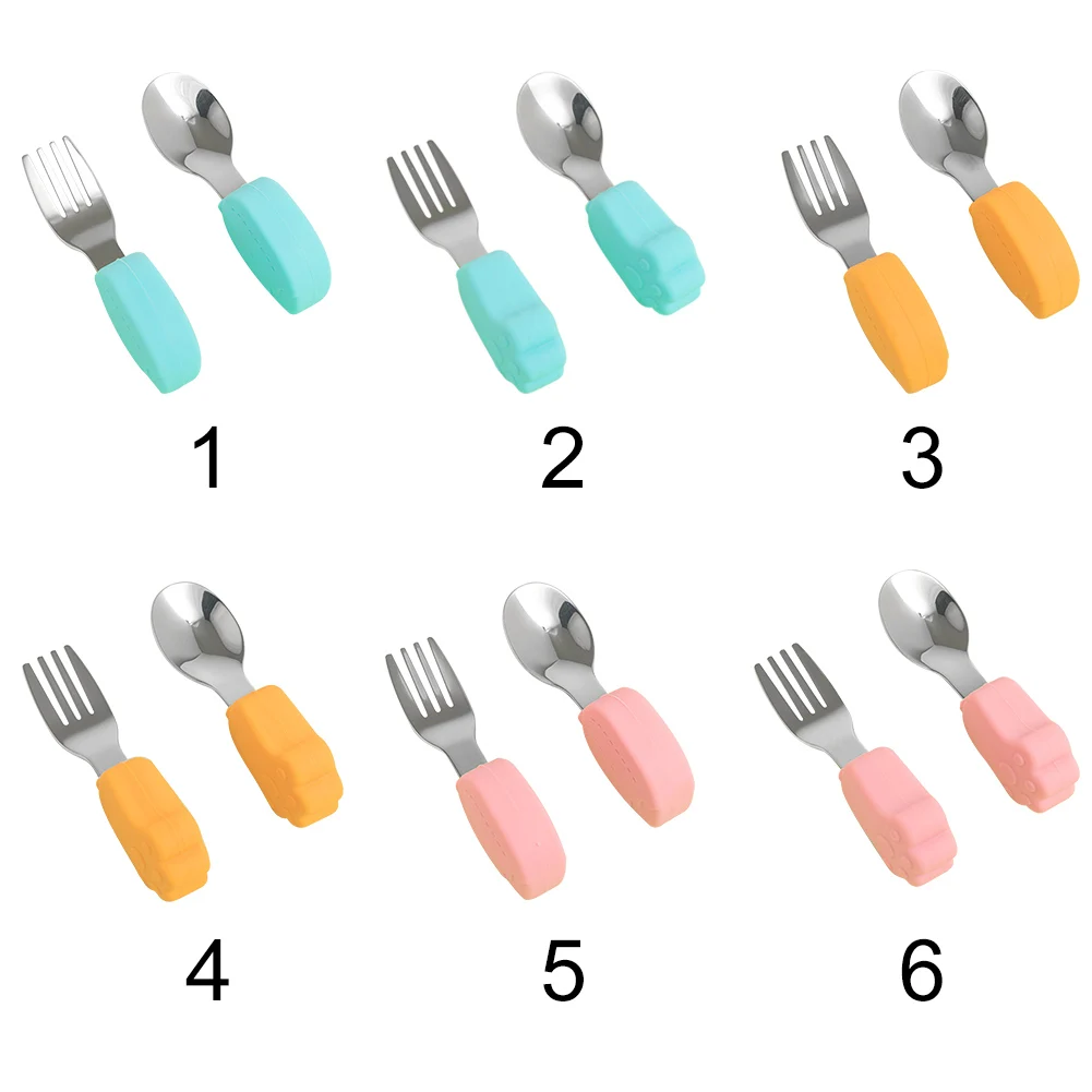 

Baby Fork Early Educational Kitchen Spoon Set Home Short Handle Stainless Steel Unique and Cute Designs Easy to Clean Durable