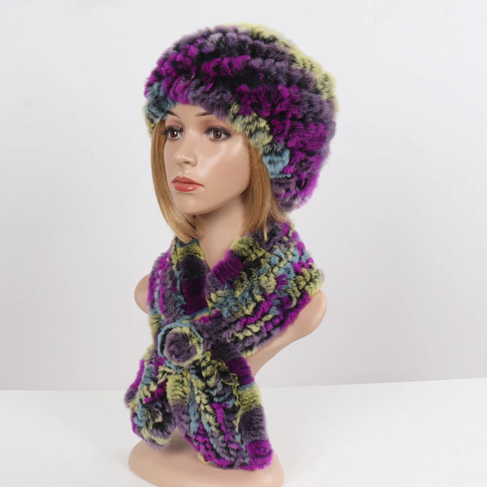 Модная женская меховая шапка для девушек зимняя из натурального меха кролика