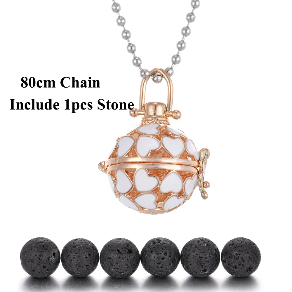 Эмалированное сердце маргаритки шар Лава Рок ароматическое ожерелье эфирное