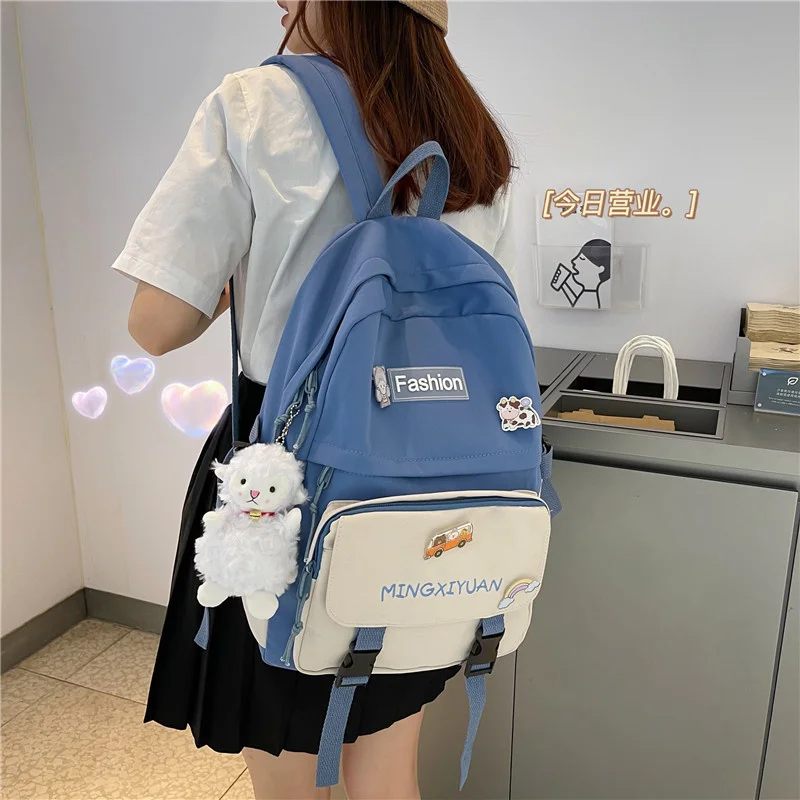 Женский рюкзак для девочек дизайнерский студенческий черный в стиле преппи