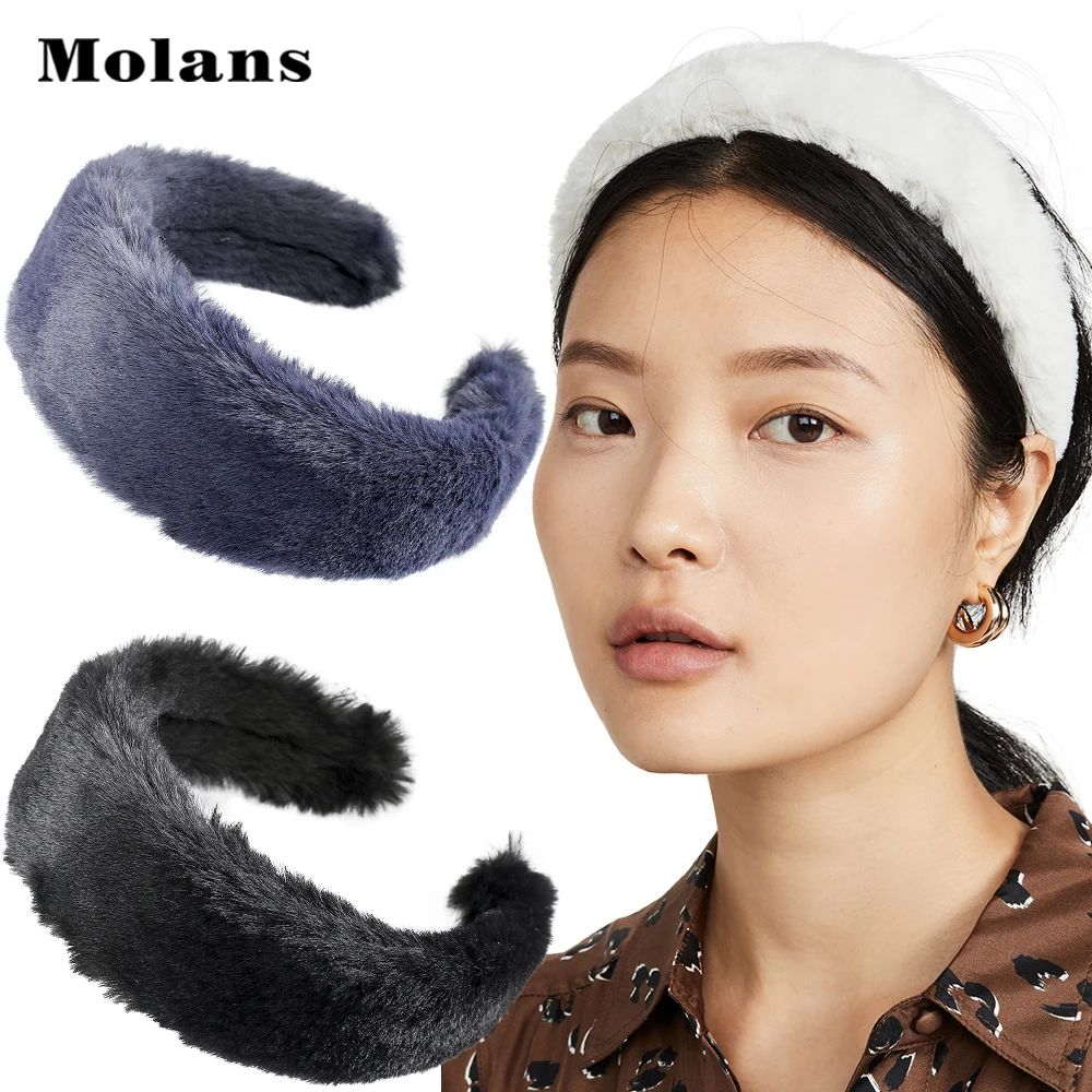 Повязка для волос MOLANS из искусственного меха широкая повязка на голову мягкая