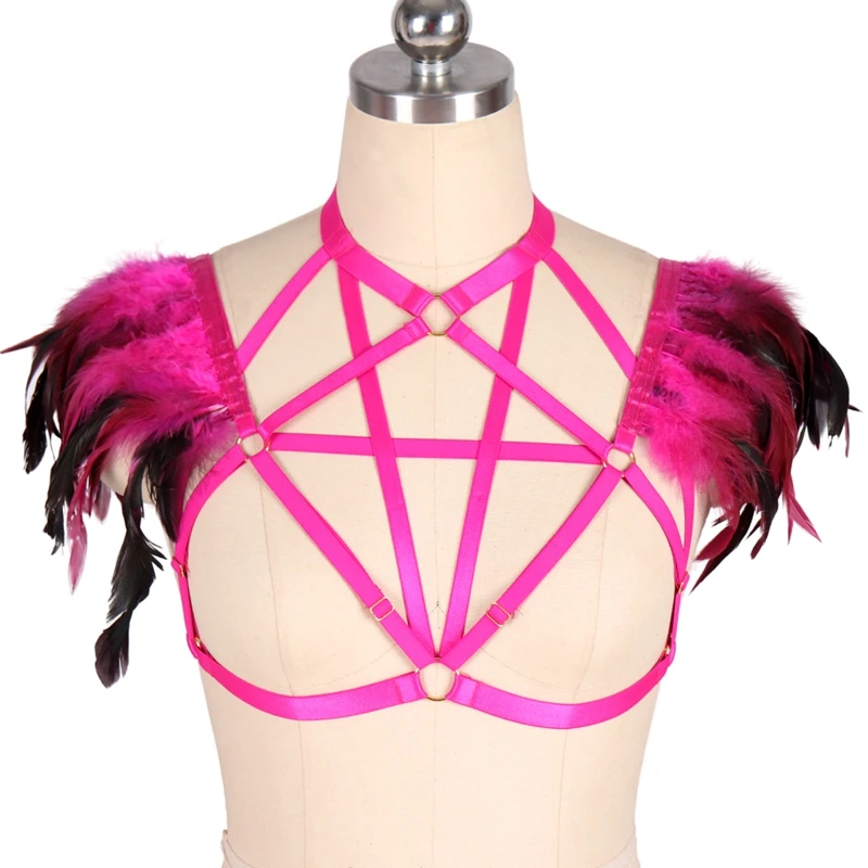 Клубная одежда Feather Rave готическое сексуальное нижнее белье женский бюстгальтер с
