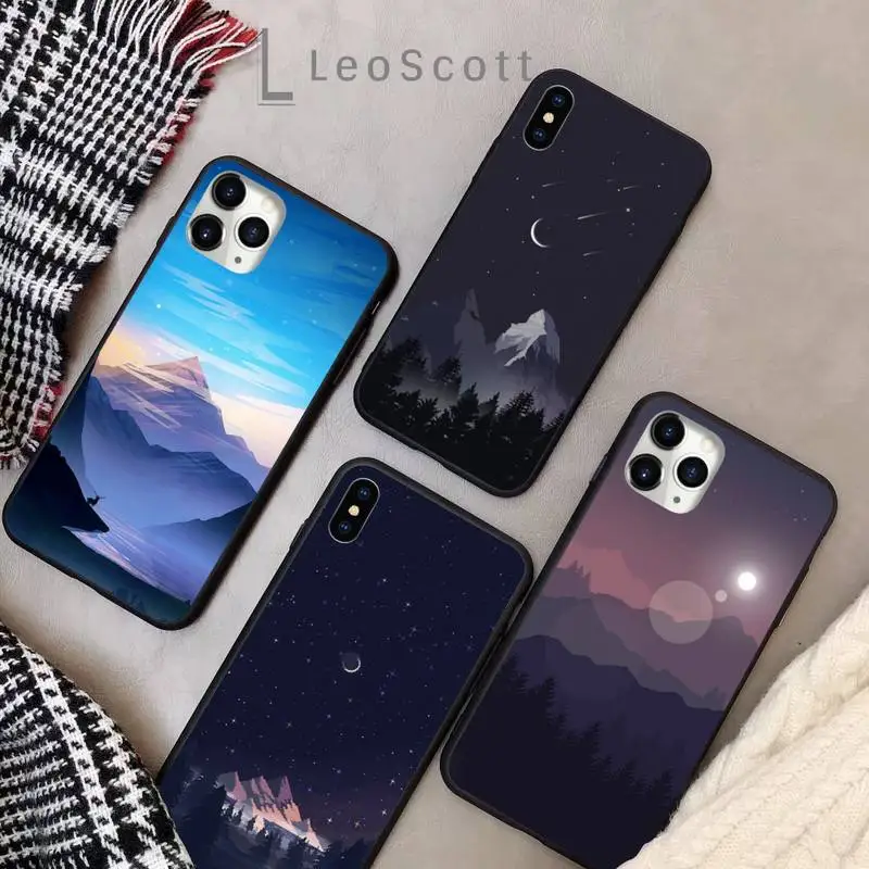 

Beautiful landscape night mountain Phone Case for iPhone 11 12 pro XS MAX 8 7 6 6S Plus X 5S SE 2020 XR Soft silicone cover