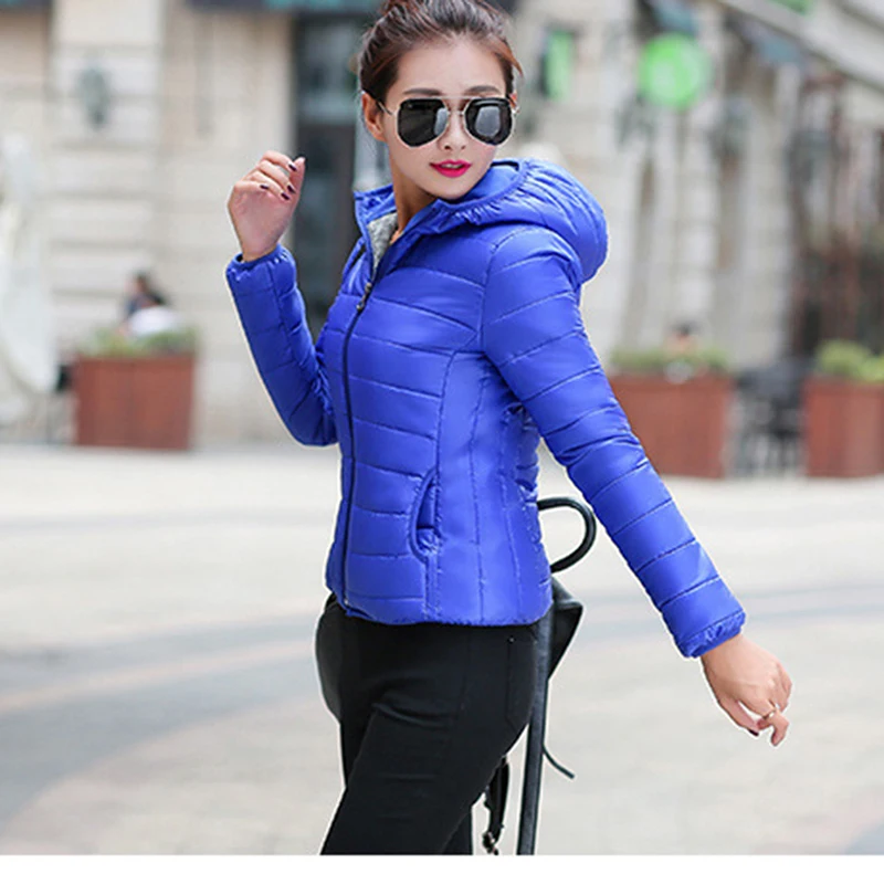 Женское Стеганое пальто с капюшоном теплая короткая парка зимняя верхняя одежда