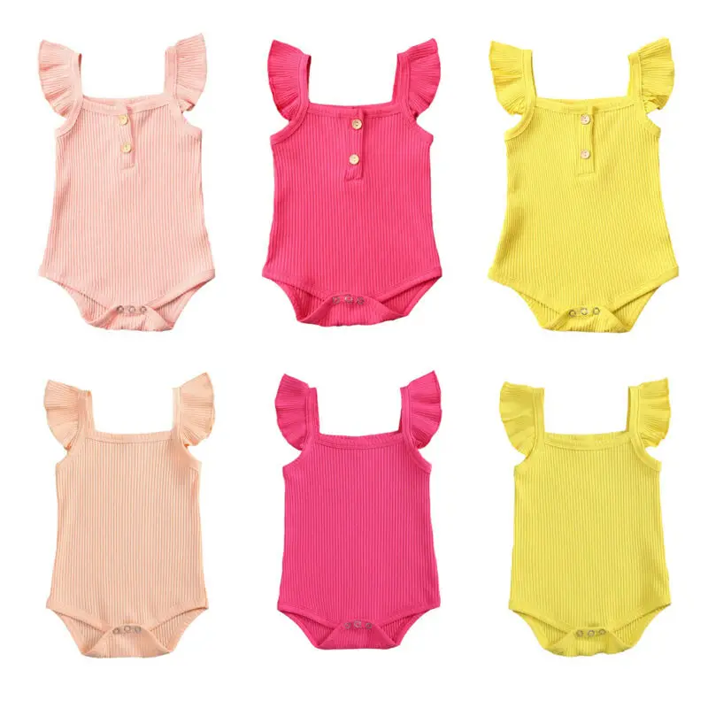 1 шт. Летний комбинезон с коротким рукавом и оборками|Ромперы| |