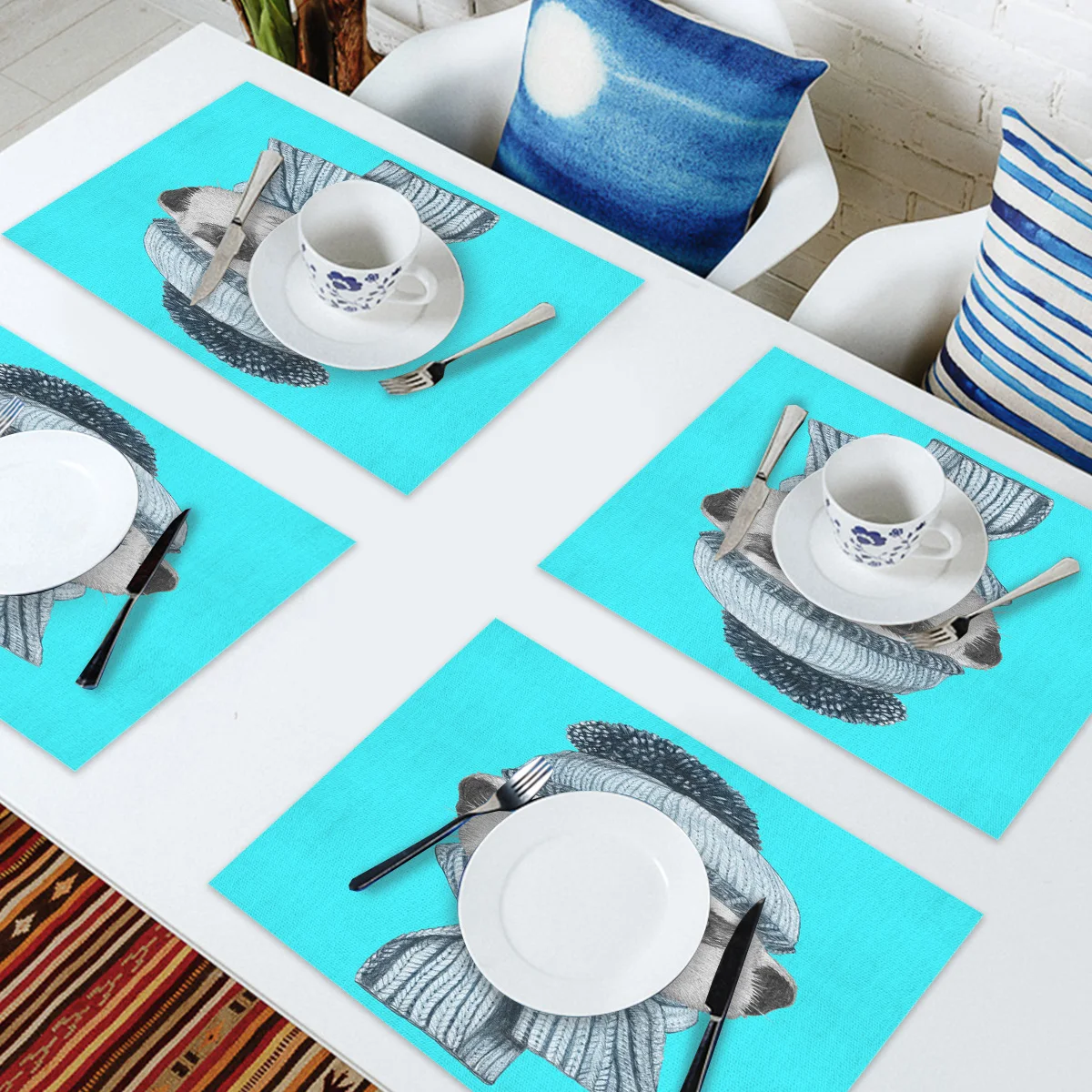 Животные Meerkat шляпа шарф Печатные Кухонные салфетки обеденный стол коврик Coaster