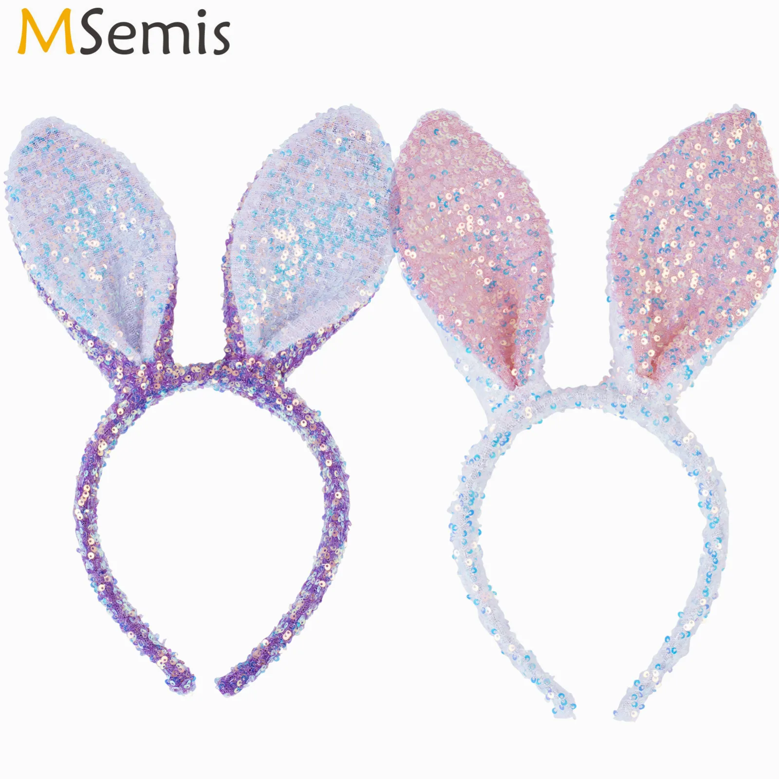 

Christmas Headdress Sequined Bunny Ear Headwear Headband for Easter Headpiece Birthday Sparkling Sequins Rabbit Ears Hair Hoop