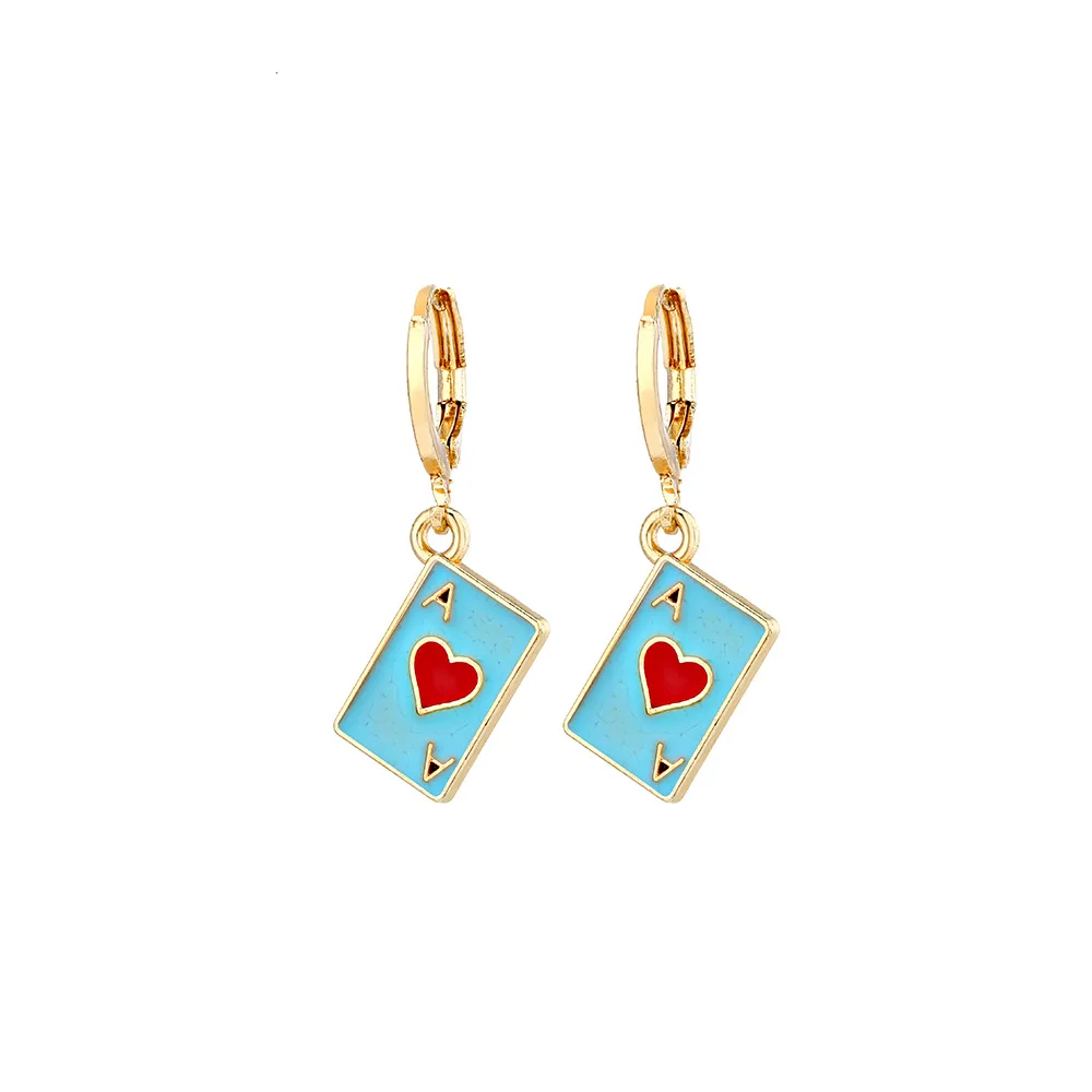 

2021 Poker Pendant Earrings Creative Fun Red Peach A Earrings Hoop Earrings Women Earrings Jewelry