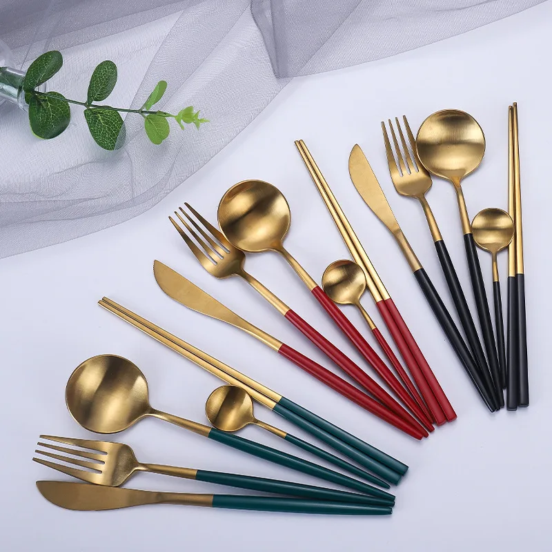 Горячая Распродажа 4 шт./компл. чистое золото Европейские столовые приборы нож 304