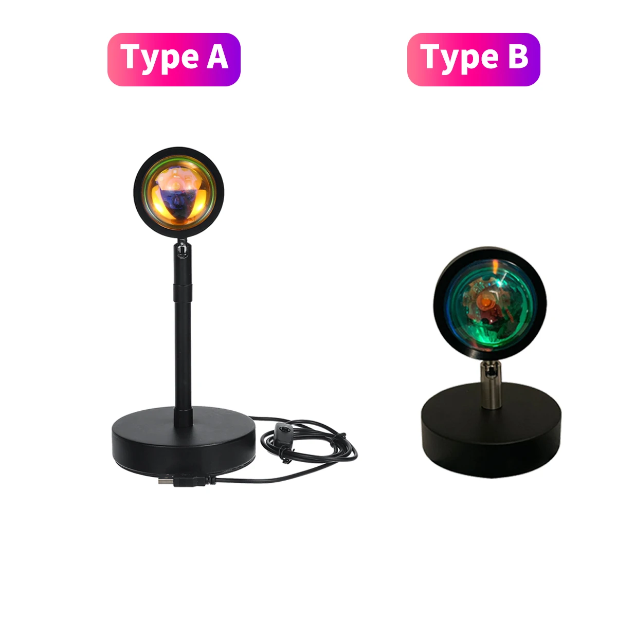 

2 Type Led Atmosphere Night Light Background Wall Decoration Lamp Rainbow Sunset Projector Lamp USB Button Fairy Neon light