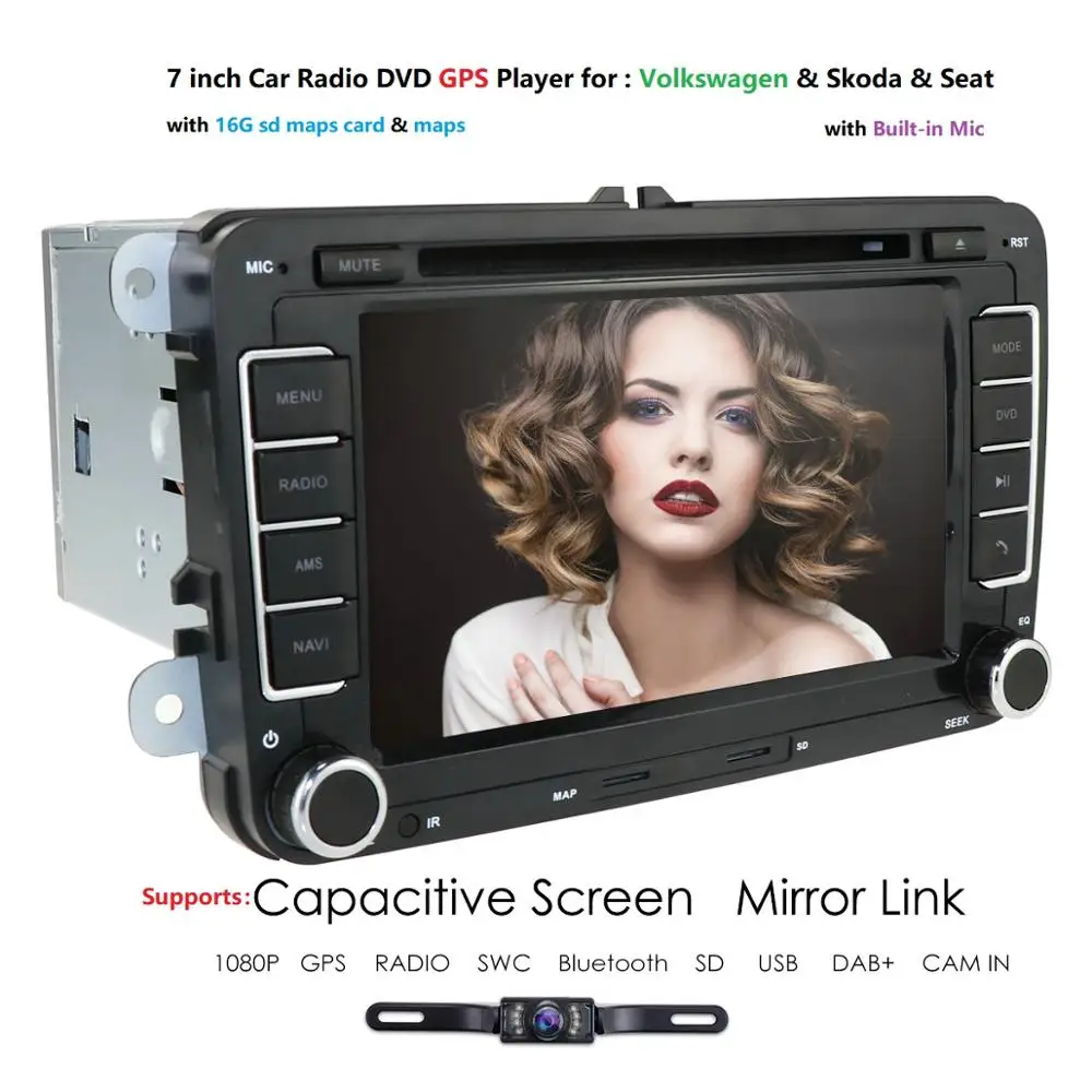 7 &quot2 Din сенсорный экран автомобильный стерео GPS DVD Navi для VW Golf Polo Passat Tiguan Jetta Altea + sd