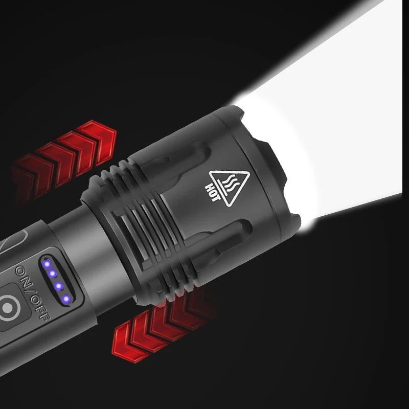 

Led Flashlight Ultra Bright Waterproof MINI Torch XHP70 / XHP99 Zoomable 18650/26650 Rechargeable Battery For Camping Tactical