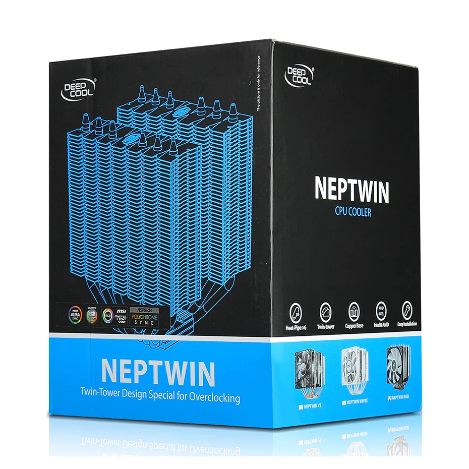 Кулер для процессора DEEPCOOL NEPTWIN V2 6 тепловых трубок двойной радиатор 120 мм синяя