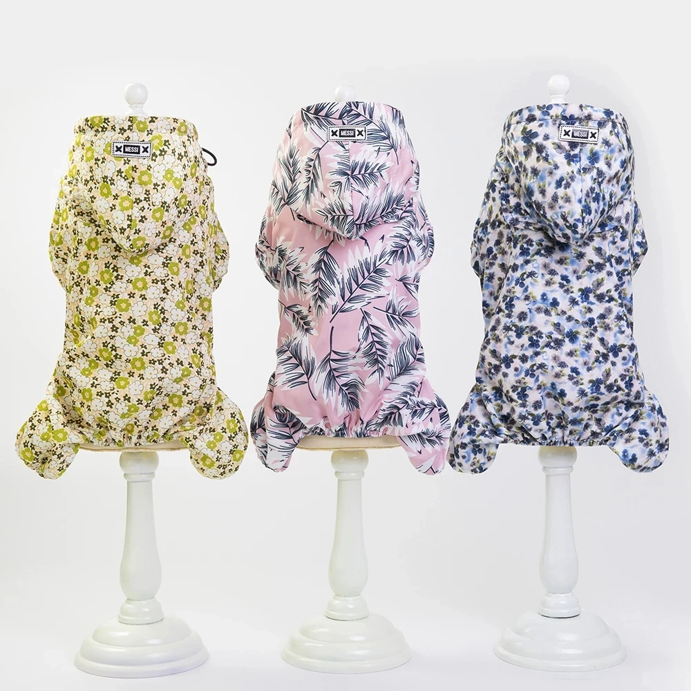 Дождевик с принтом растений для маленьких средних собак водонепроницаемый