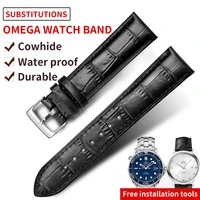 otmeng watch strap 19mm 20mm calf genuine leather watch band suitable for omega watchband wristband bracelet