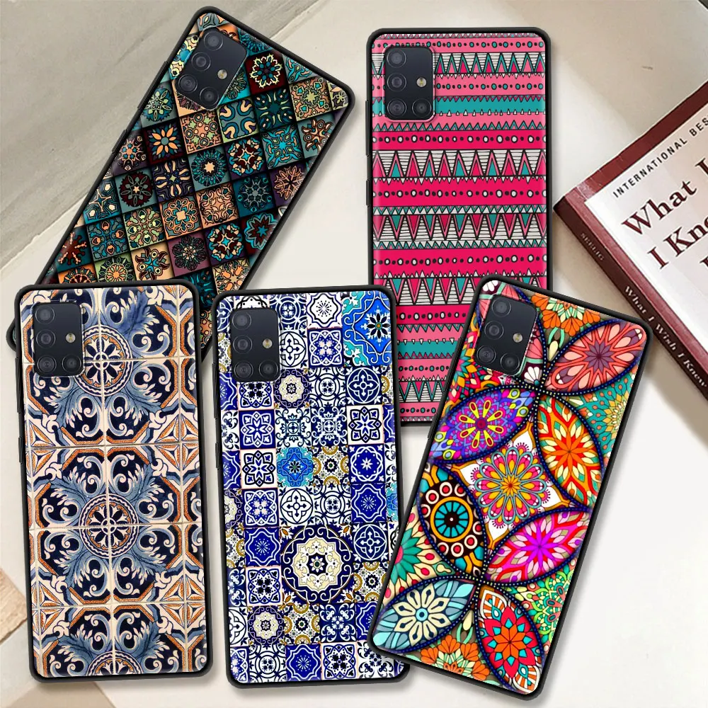 

Fashion Phone Case For Samsung Galaxy A51 A71 A21s A31 A41 A11 A01 M30s M31 M51 Black Soft Cas Covers Mandala Flower Totem
