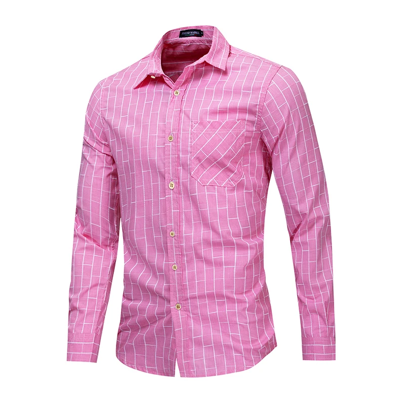 Европейский размеры 2019 Новинка 100% хлопковая клетчатая рубашка для мужчин