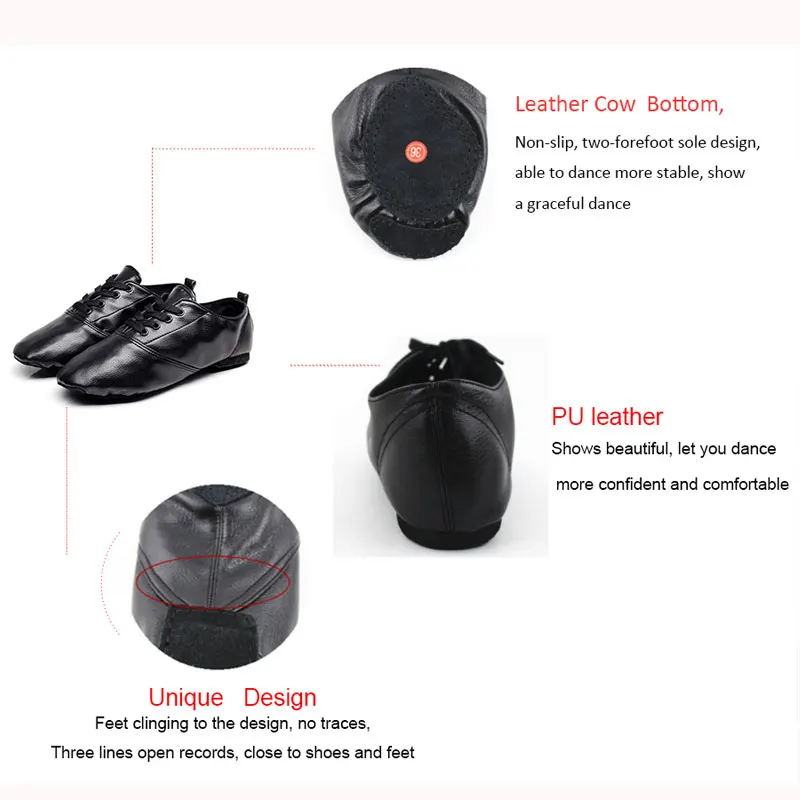 Обувь для фитнеса и джаза девочек яркая искусственная кожа низкая джазовая
