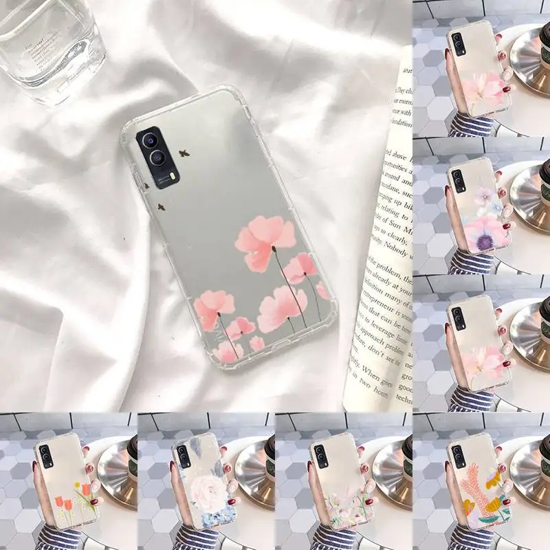 

rose Phone Case Transparent For VIVO S 9 7 6 IQOO NEO 7 5 3 Z3 Z1 X E pro Soft TPU Clear Mobile bags