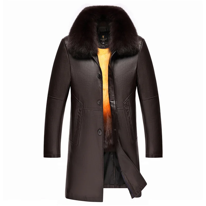 

2021 New Middle Aged And Elderly Men's Wear Detachable Autumn And Winter Long Golden Fur Collar