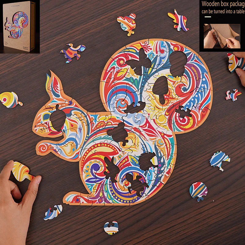 

DIY Wooden Puzzle For Adults Children Each Piece Is Animal Shaped Christmas Gift Wooden Jigsaw Puzzle Wood Decoration Craft