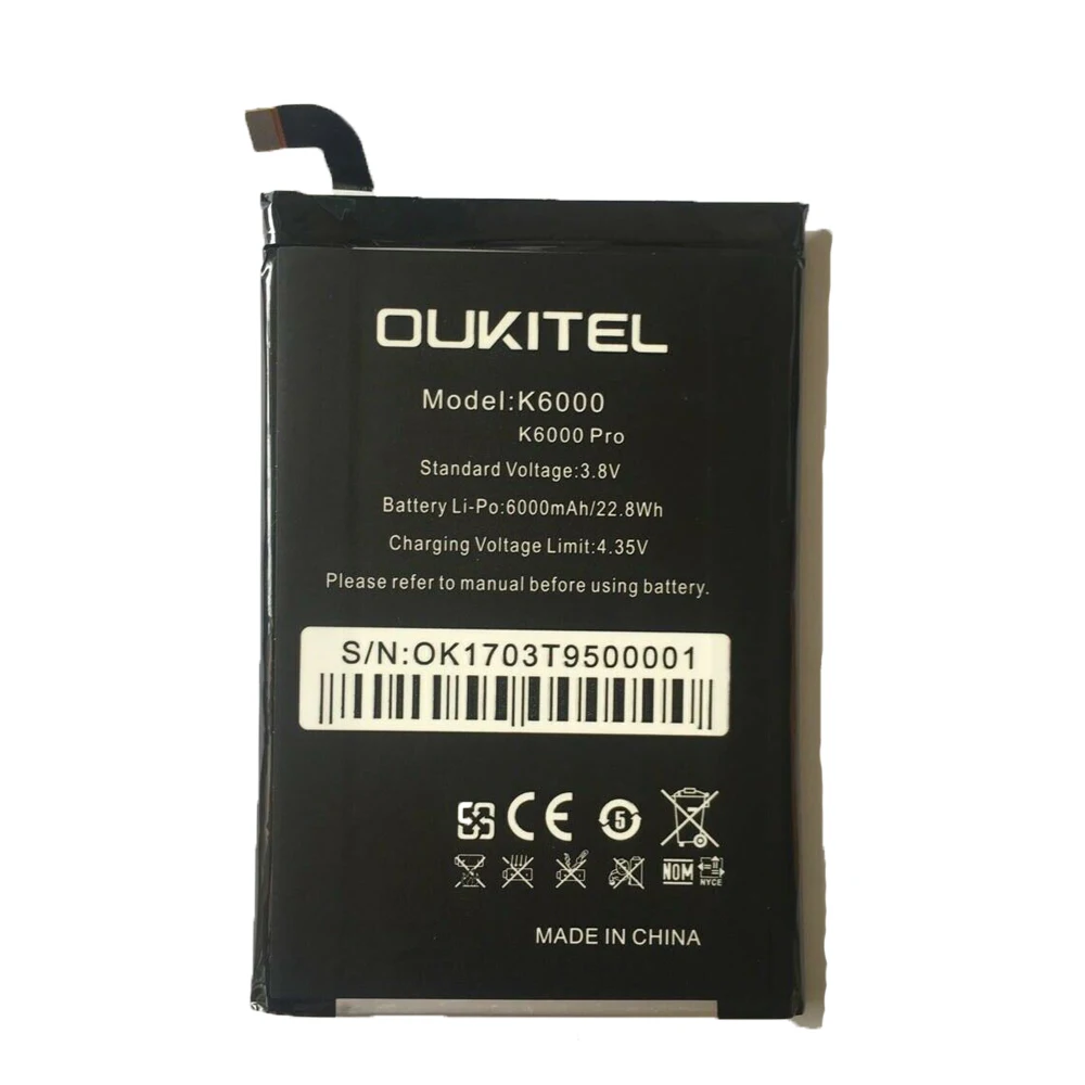 Аккумулятор для Oukitel K6000/Pro 6000 мАч|Аккумуляторы мобильных телефонов| |