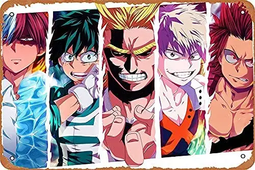 

Manga Tin Sign Anime Poster My Hero Academia Manga Poster Home Decor Wall Art Print Holiday Birthday Gift for Boy Girl 16x12inch