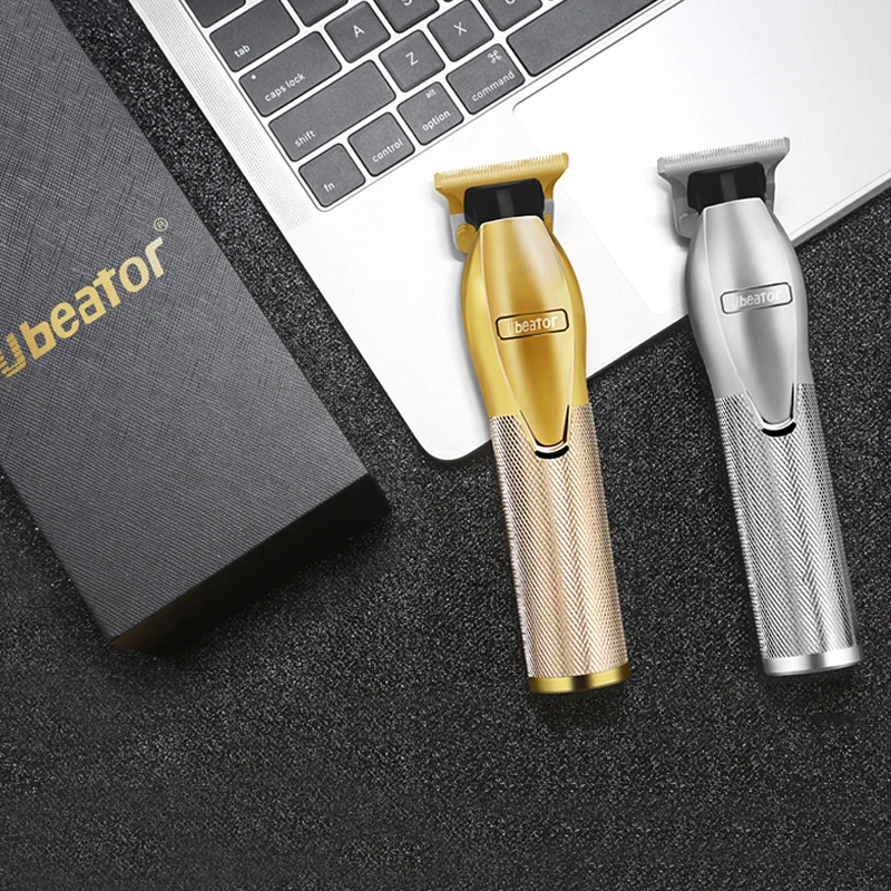 Gold Metal Barbershop Shaving T-blade Pro Outline Hair ClipperTrimmer Haircut Electric Rechargeable Barber Shaver for Men Kids |