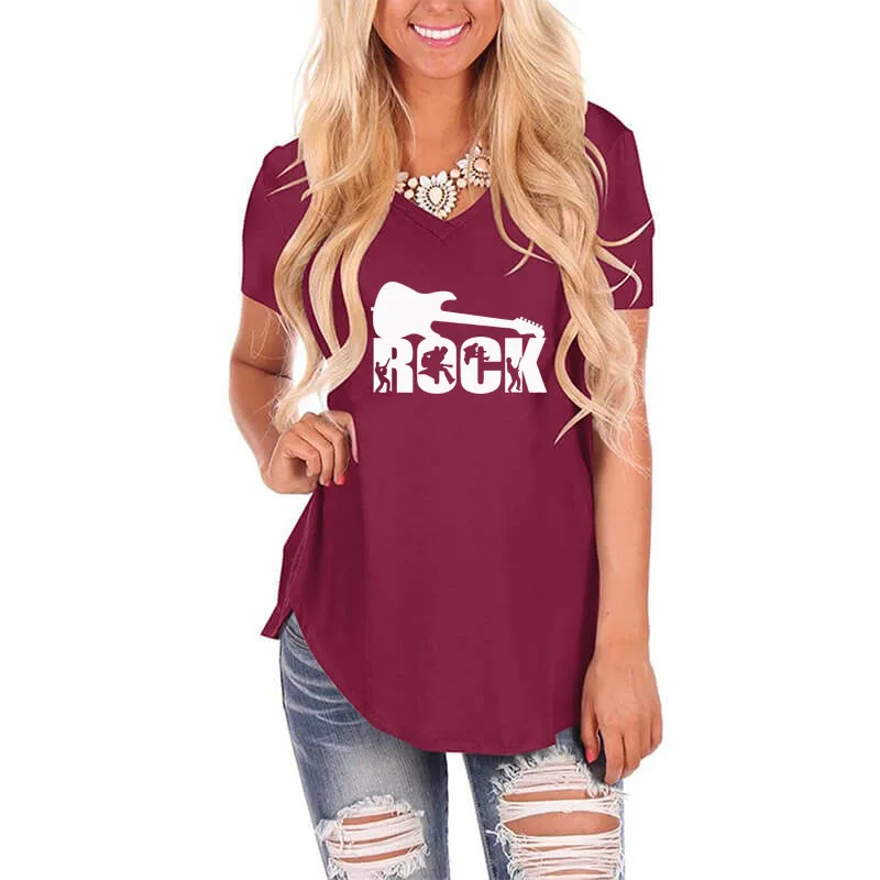 Рок на гитаре с рисунками героев мультфильма свободные женский Harajuku v образный