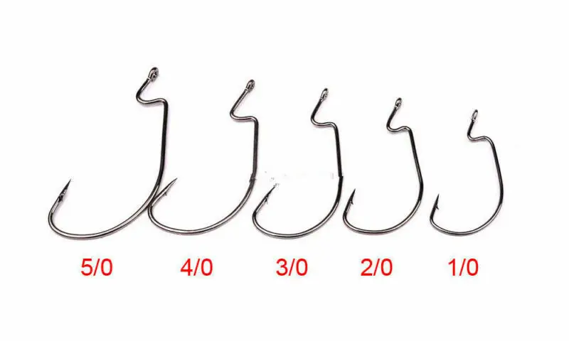 

100Pieces Worm Hook Jig Big Fishing Hook Black Fishhook Size 1/0-5/0 Single Hook Wholesale