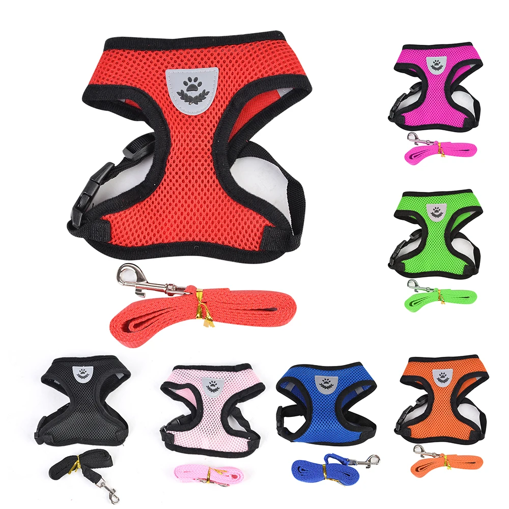 

Dog Harness Vest Training Puppy Soft Mesh Pet Harness for Dogs Cats Puppy Collar Cat Pet Dog Chest Strap with 1m Dog Leash
