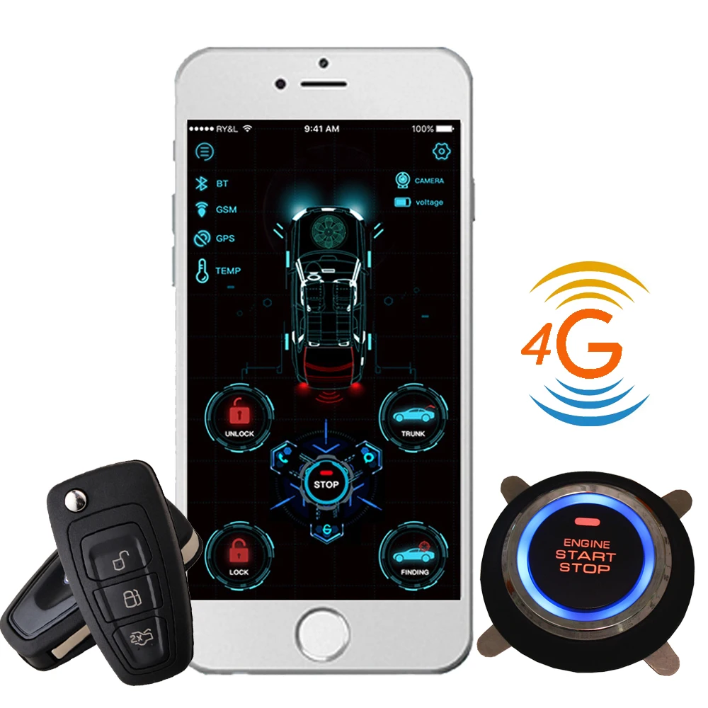 Cardot 4g gps gsm Pke бесключевая Система дистанционного стартера умный автомобиль сигнализация Старт стоп