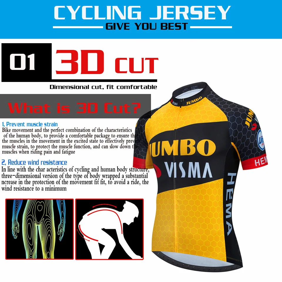 2021 Team New JUMBO VISMA Cycling Jersey 19D Bike Shorts Set MTB Ropa Ciclismo Mens Short Sleeve Bicycle Shirts Maillot Clothing | Спорт и