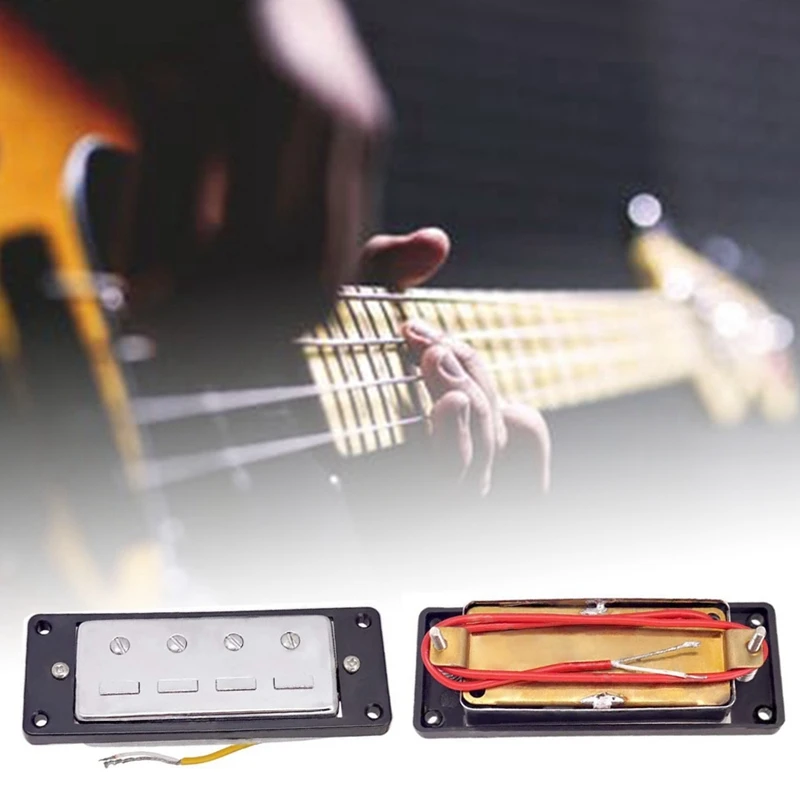 

2PCS Electric Guitar Humbucker Pickups Bridge Neck Set with Black Frame for 4 String Electric Bass Pickups