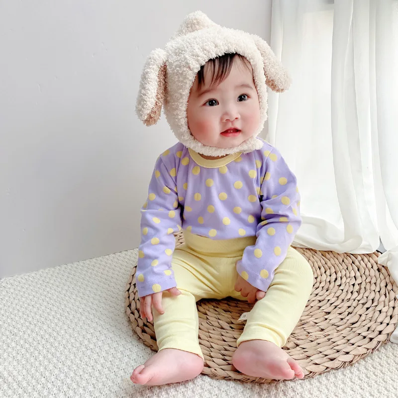 

YUMYAM Baby Clothing Sets Candy Color Baby Triangle Romper Suit Baby Boy Girl Belly High Waist Pants+Tops Pajama Sets For Baby