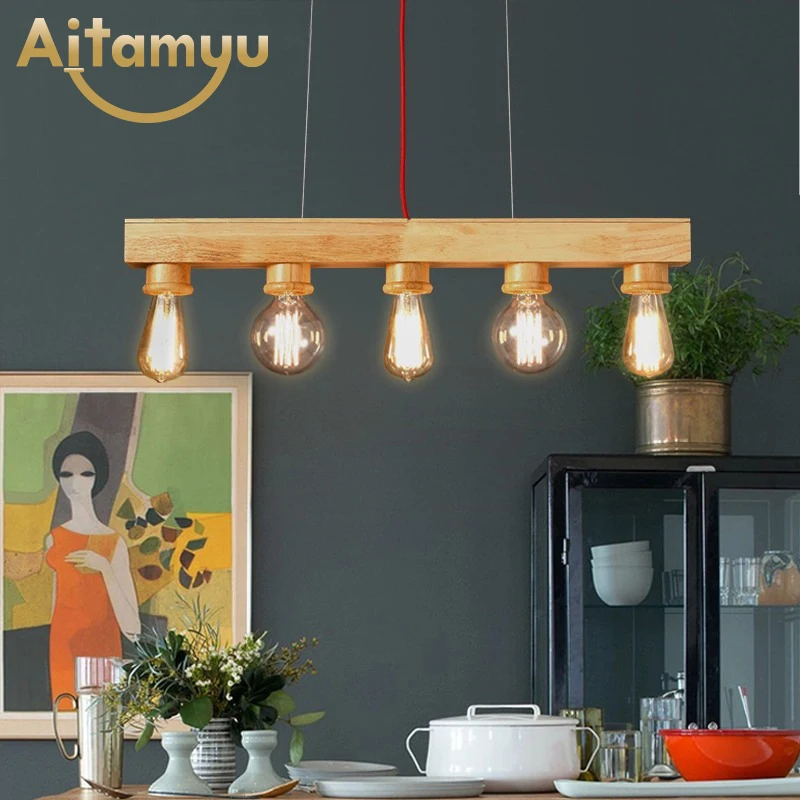 Современные подвесные светильники деревянные светодиодные Кухонные